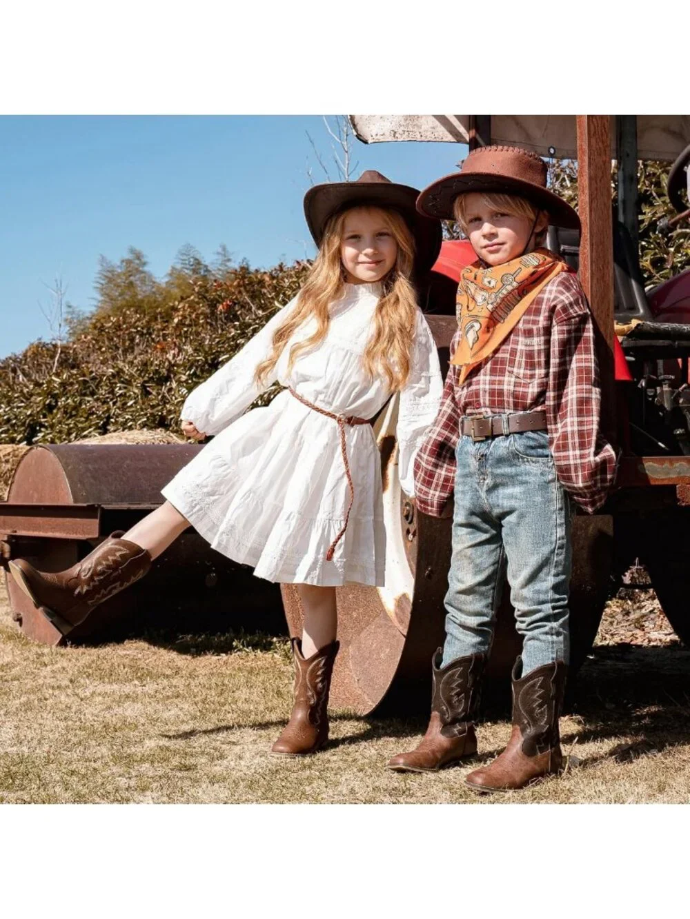 Stylish Kids Cowboy Boots - Western Cowgirl & Cowboy, Pull-On, Square Toe